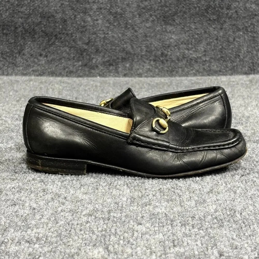 Gucci Shoes Womens 6 Black 36 Leather Horsebit Loafer Flats Slip On Italian